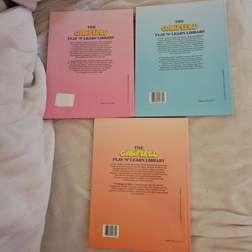Vintage Garfield Play N Learn Library Books Lot of 3 Hardcover 1992 Golden Books